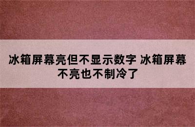 冰箱屏幕亮但不显示数字 冰箱屏幕不亮也不制冷了